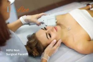 Woman having Hi-Fu to reduce wrinkles Gerrards Cross.