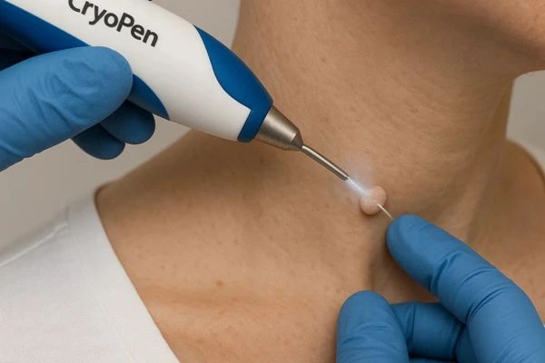 Person receiving cryotherapy Gerrards Cross for skin tag removal