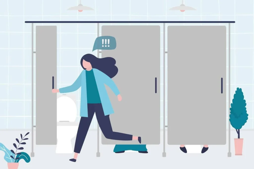 graphic of Urine incontinence Gerrards Cross woman running to the toilet.